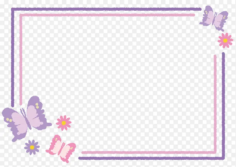 紫色边框简约蝴蝶装饰