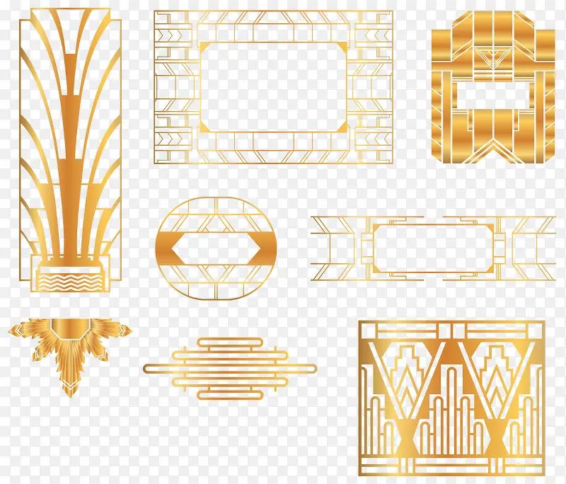 金色欧式边框装饰矢量