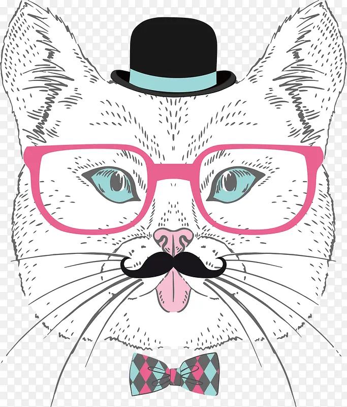 手绘时尚卡通小猫