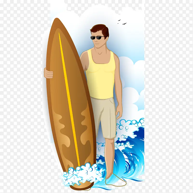 海边冲浪矢量图