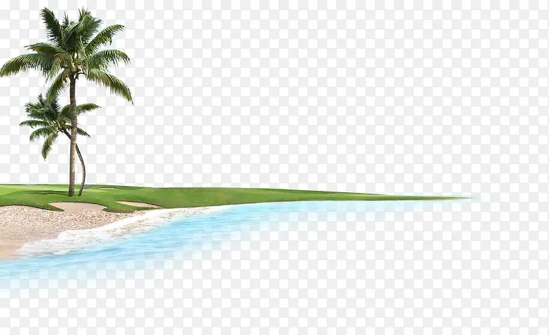 夏日海边沙滩海边效果椰子树