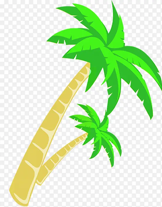 手绘卡通沙滩海边椰子树植物