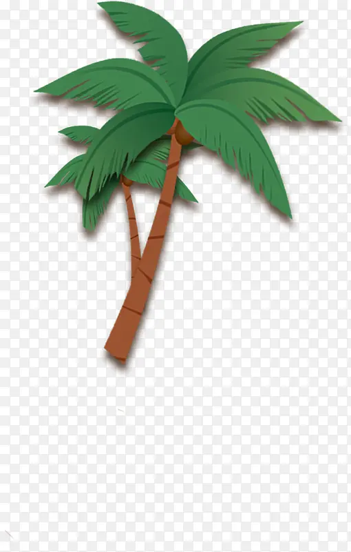 夏日卡通沙滩海边椰子树