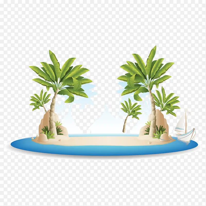 沙滩海边椰树素材