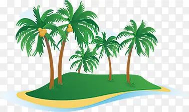 海边绿色小岛椰树