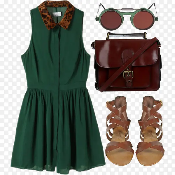 绿色连衣裙和鞋子