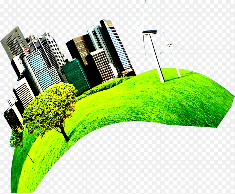 绿色清新草地高楼建筑