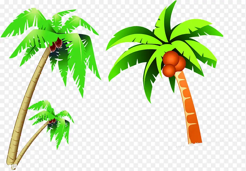 卡通海报沙滩植物椰子树