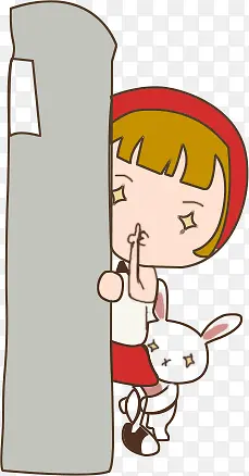 手绘彩色小女孩开学季