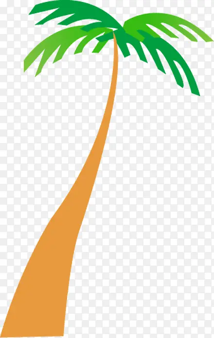 手绘风景海滩沙滩椰子树