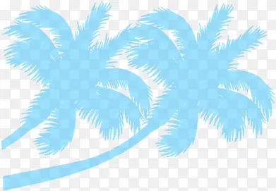手绘卡通蓝色沙滩椰子树