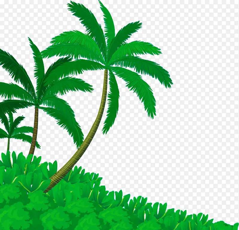 插画椰子树效果夏日沙滩