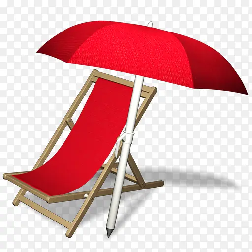大红色遮阳伞沙滩椅