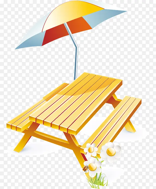 矢量自驾游沙滩桌椅伞