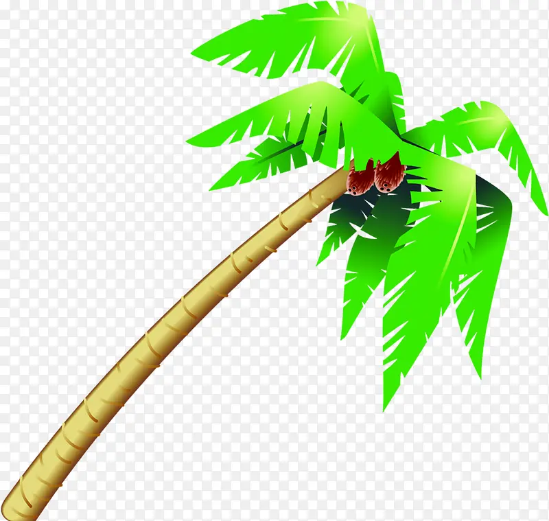 手绘椰树沙滩大海海报