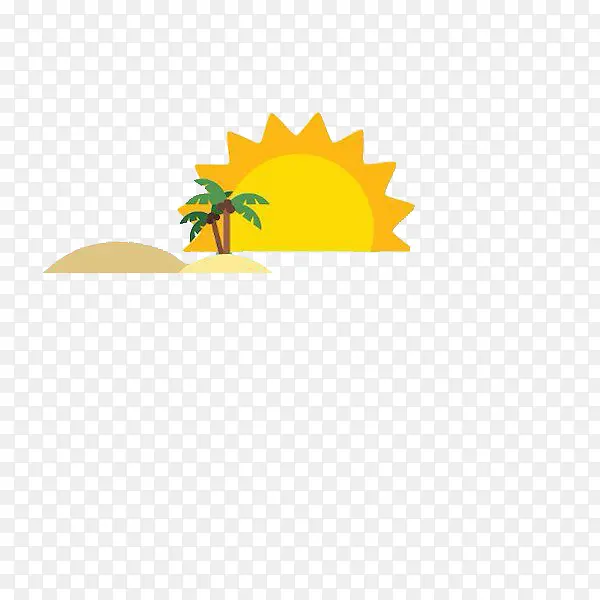 阳光沙滩棕榈树卡通插画