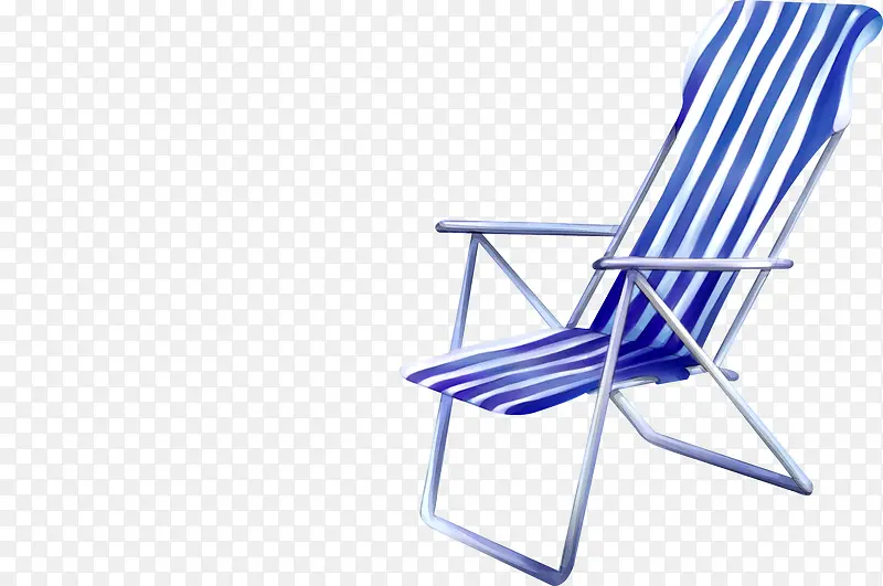 手绘蓝色沙滩躺椅