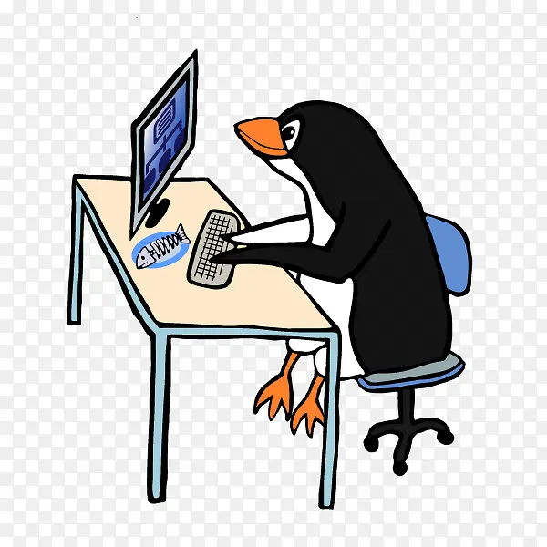 打电脑的企鹅
