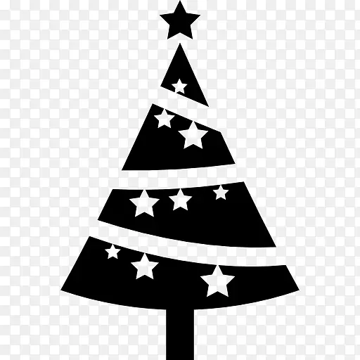 圣诞树装饰着星星图标