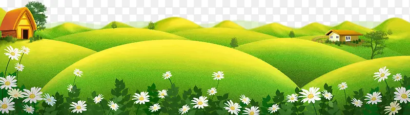 绿色卡通花园房子