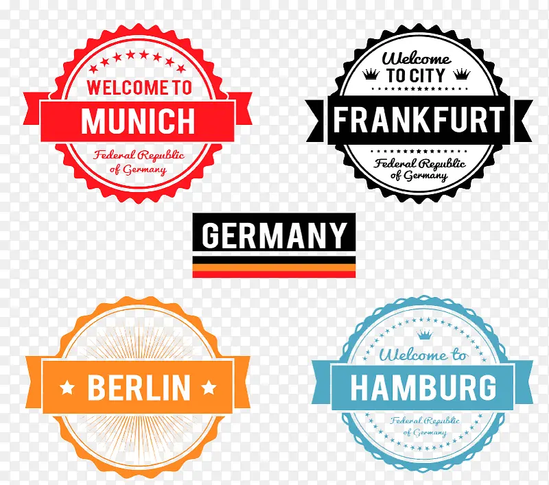 5款德国城市标签矢量素材
