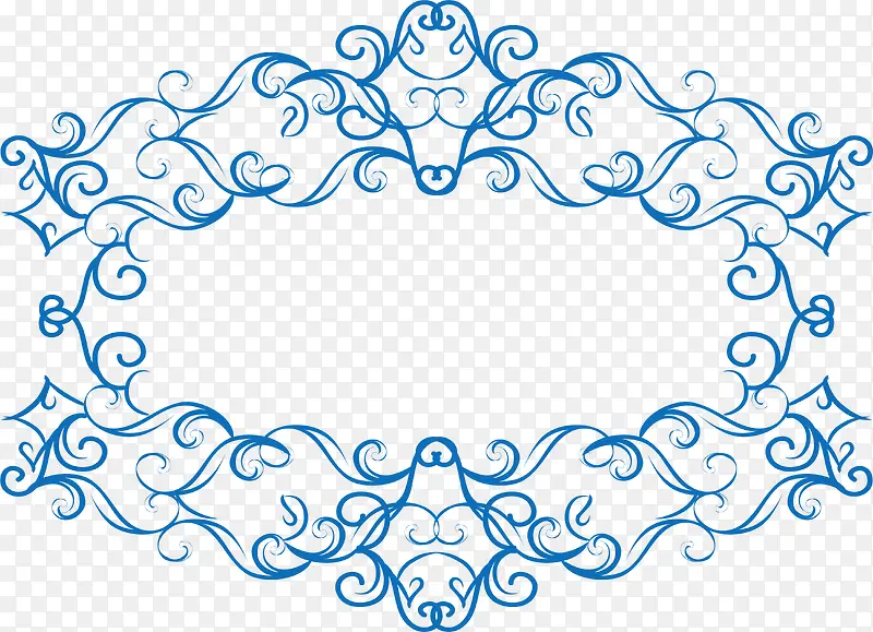 蓝色欧式花藤标题框