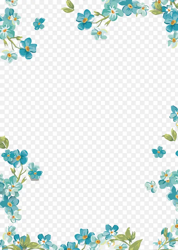 矢量蓝色花朵边框