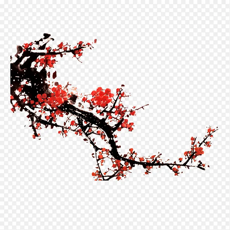茂盛梅花水墨画