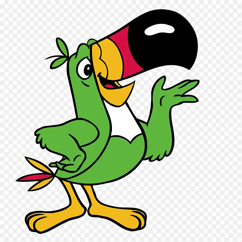 矢量卡通绿色鹦鹉