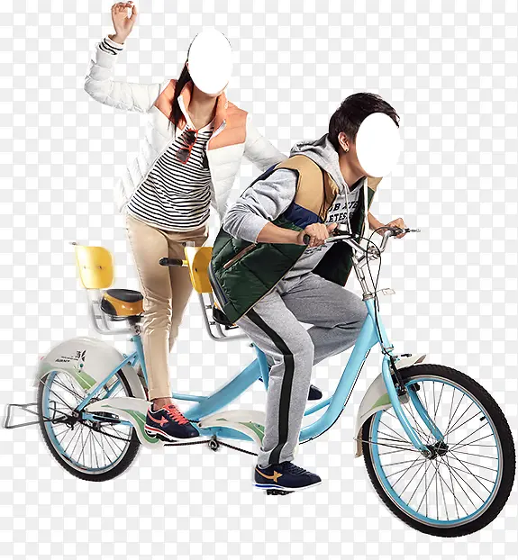 情侣人物骑车单车甜蜜嬉戏