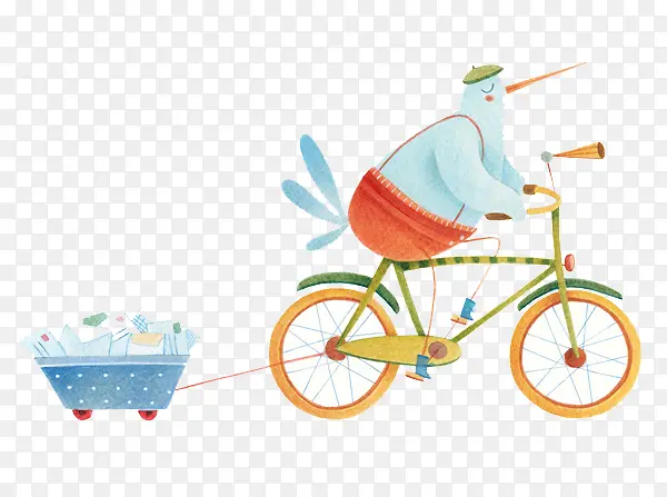 骑自行车送信的鸽子