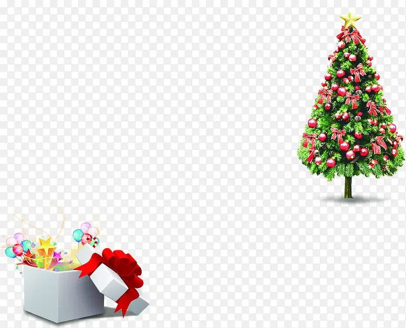 手绘圣诞节白色礼物圣诞树