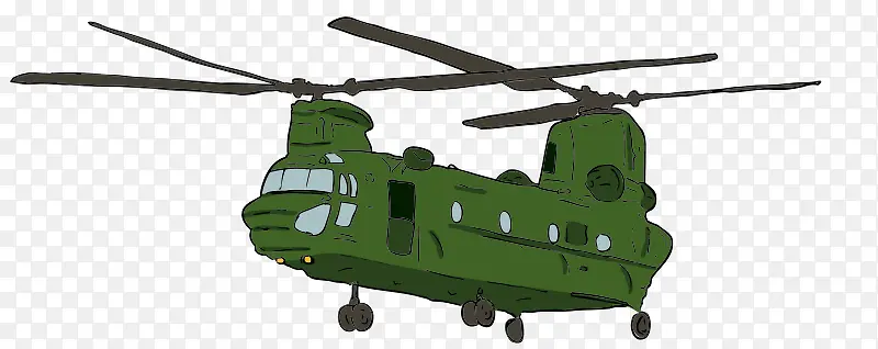 军绿色的卡通直升飞机
