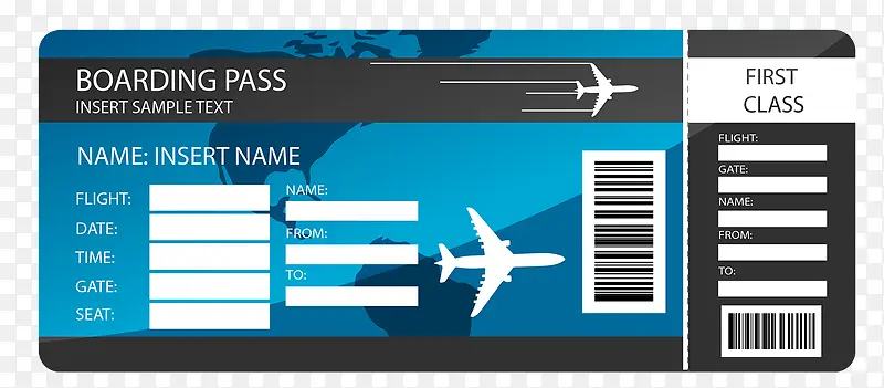 欧式航班机票登机牌矢量图