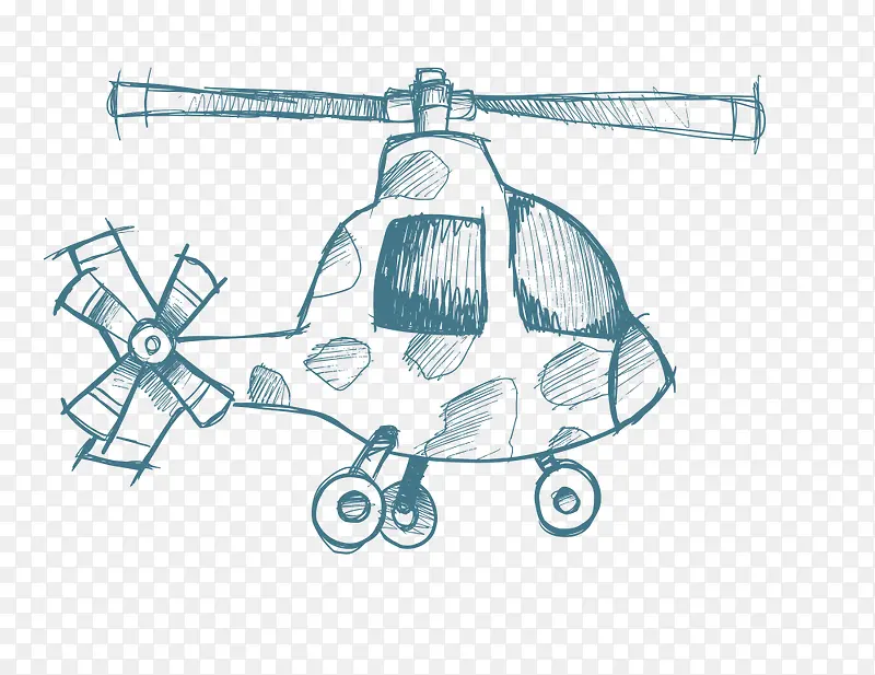 手绘直升机