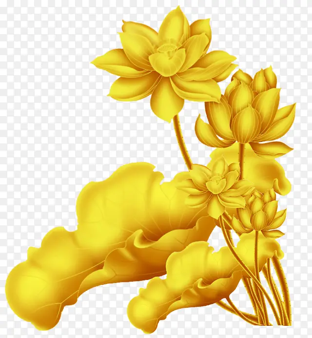 黄色中国风莲花装饰