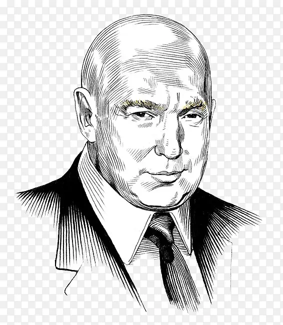 黑白条纹大叔插画