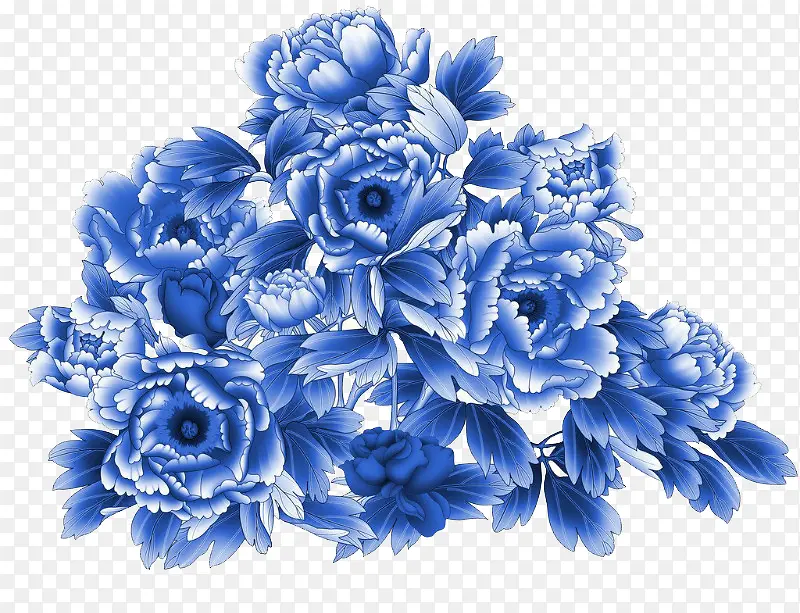 中国风蓝色花朵装饰