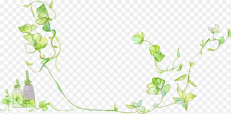 创意手绘水彩绿色的植物藤蔓