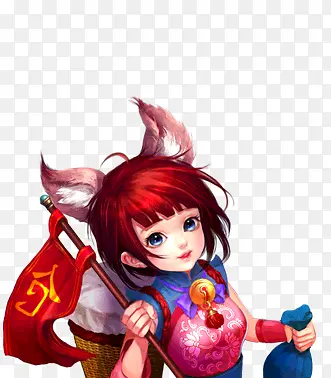 游戏原画女孩背篮子的女孩