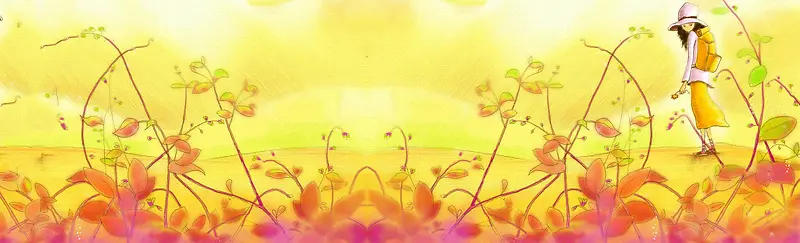 秋季金黄藤蔓背景banner