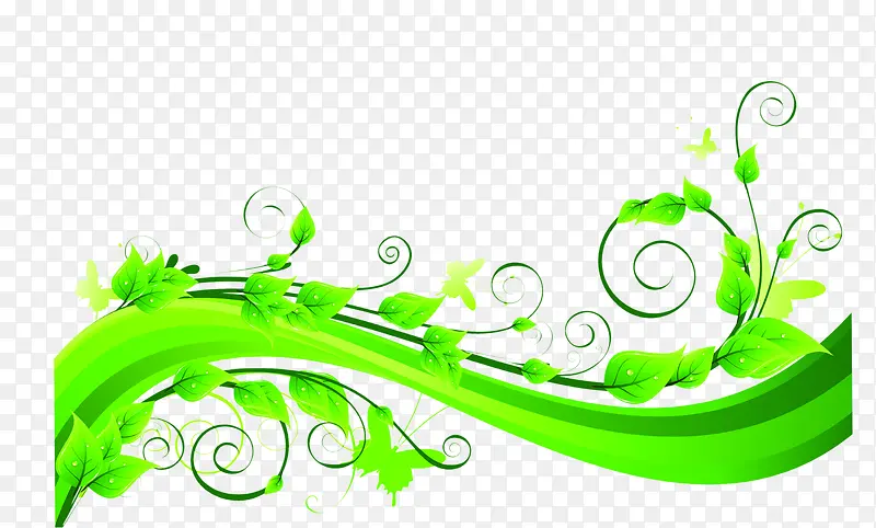 手绘藤蔓绿叶装饰