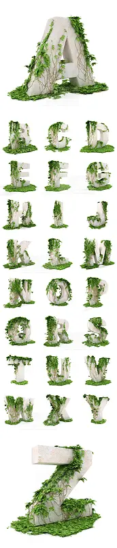 布满藤蔓立体英文字母