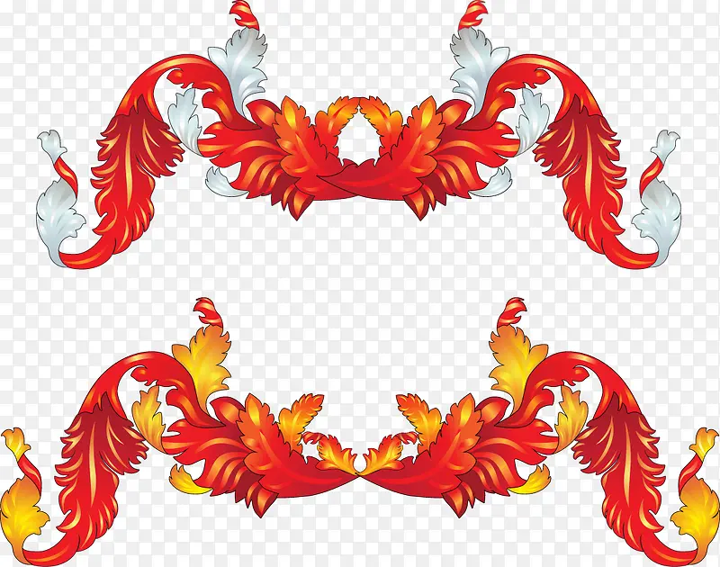 矢量红色花纹