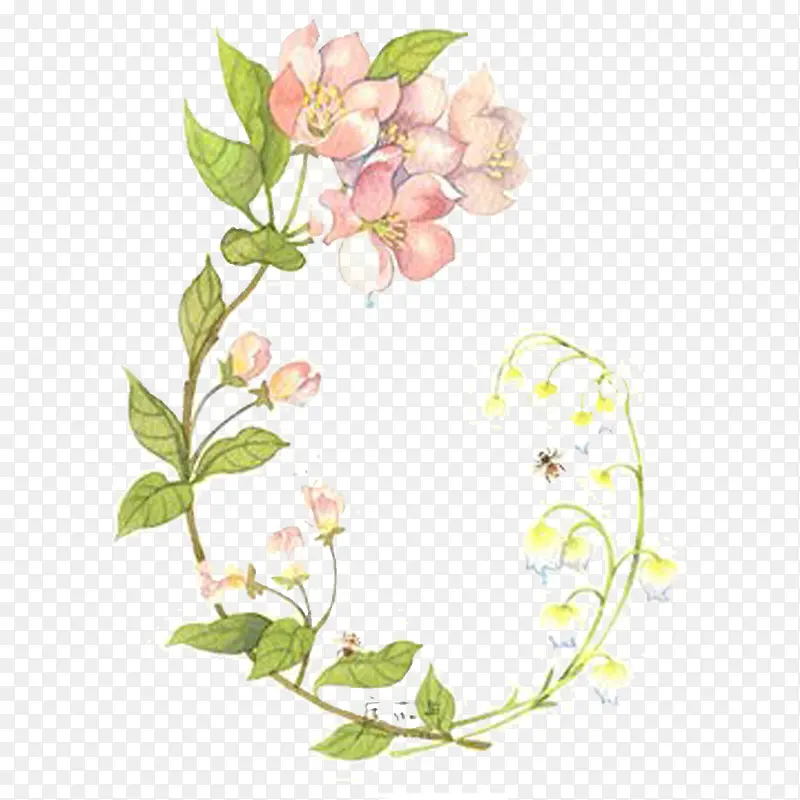 手绘花朵藤蔓装饰