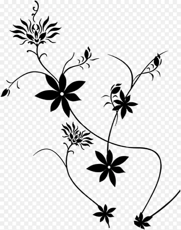 藤蔓花朵墨迹