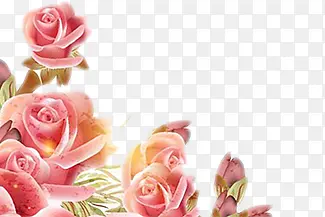 粉色唯美水彩玫瑰花朵