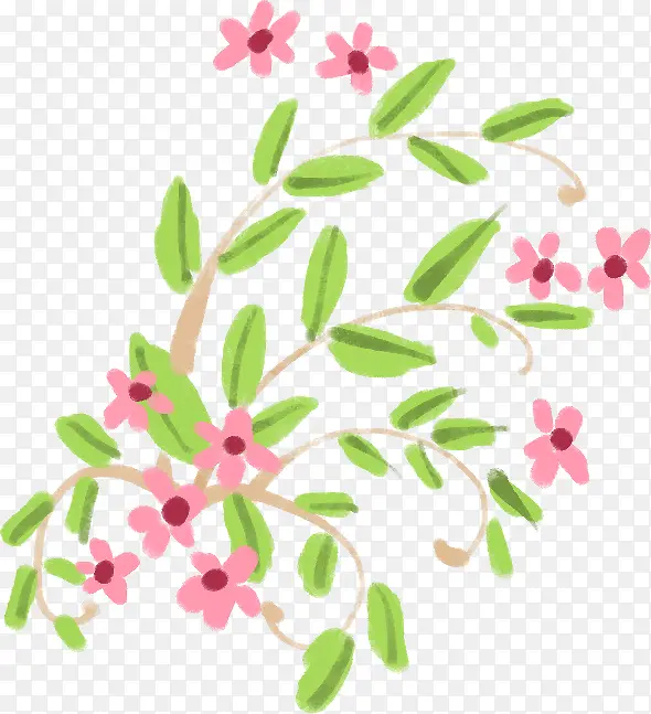 手绘唯美粉色花朵梦幻植物
