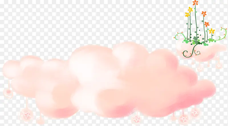 粉色唯美云朵小花