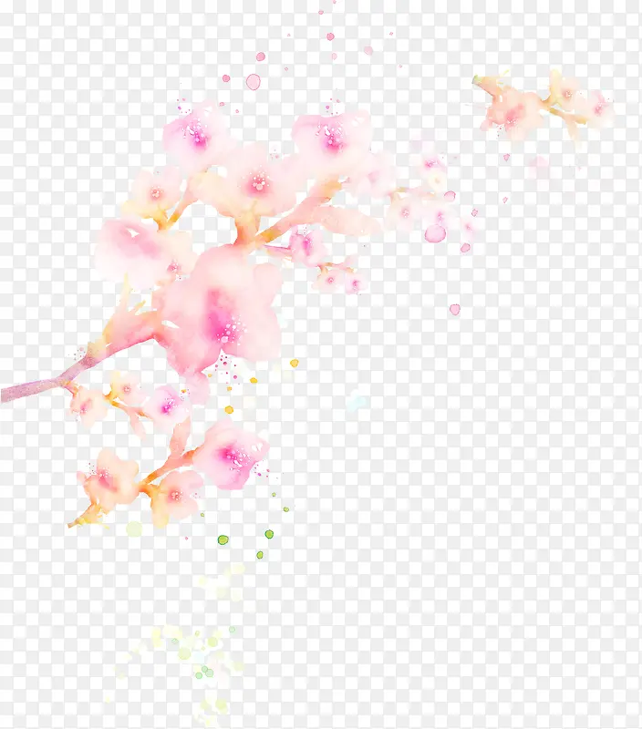 手绘粉色唯美古风桃花装饰